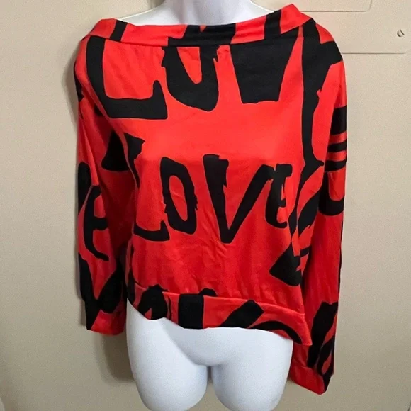 Never Been Worn-Red and Black Off-Shoulder Sweater - Picture 4 of 4